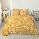 phonxia Äste Bettdecke 135x200 4 Jahreszeiten, Wende - Moderne Muster Bettdecke ohne Bezug Nutzbar, Schlafdecke 240GSM, Ganzjahresdecke Orange Zweige Steppdecke Waschbare - mit 2 KissenbezugK70