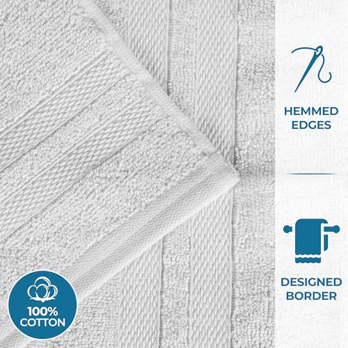 Superior Ultra-Soft Cotton Towel Set, 4 Bath Towels, 4 Hand Towels, 4 Face Towels/Washcloths, Quick-Dry, Shower, Spa Basics, Essentials, Solid, Double Line Dobby Border, 12 Piece Set, White by SUPERIOR - Image 3