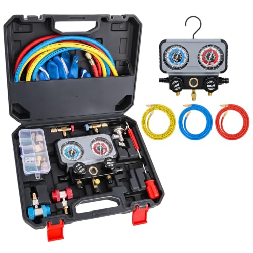 Nilight 3-Way A/C Manifold Gauge Set for R134a R410A R22