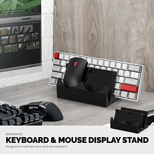 Image of Brainwavz Desktop Keyboard & Dual PC Mouse Stand Holder, Suitable for Small Or Large Keyboards, Gaming & Office Mice - Organize Your Work Or Game Space and Keep it Clutter-Free (DK03)