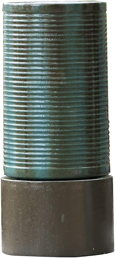 19.5x19.5x43.5 Concrete Cylinder Green Brown Ribbed Water Fountain, Bird Feeder