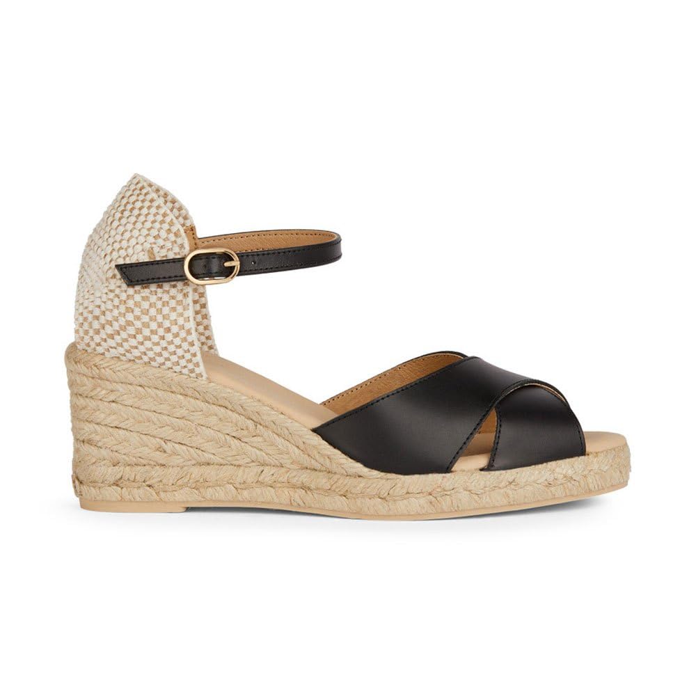 Geox Girls' D Gelsa Low A Wedge Sandal, black, 6.5 UK