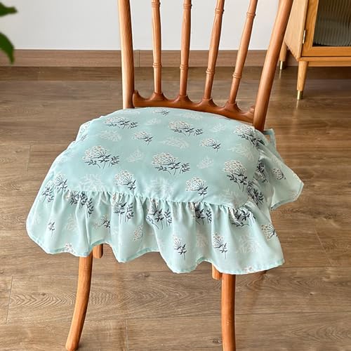 Cojín de asiento de algodón para sillas de comedor de madera con lazos 2