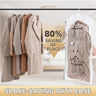 TAILI Buste Sottovuoto Vestiti, Sacchetti Sottovuoto Vestiti da Appendere, Sacchi Sottovuoto Cappotti, Giacche, Organizzare l'armadio sacchetti trasparenti 4 Pz (135x70x38cm)