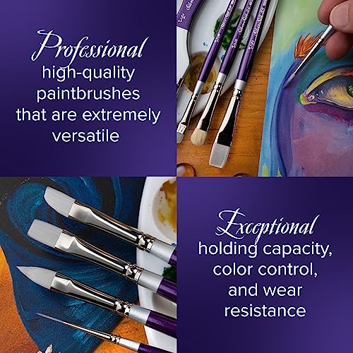 Silver Brush Limited SK-8113S Silver Silk 88 Variety Set, 4pc Short Handle Premium Paintbrushes for Acrylic, Watercolor, Gouache, Inks, & Dyes, Round, Oval Cresent, Angle, and Chisel Blender Brushes by Silver Brush Limited - Image 3