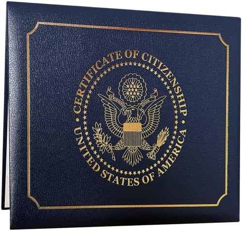 US Citizenship Certificate Holder | US Citizenship Gifts | 2023 Naturalization Certificate Padded Holder with Cover. Golden Great Seal of The United States.