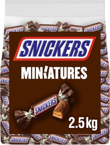 Snickers Minis Chocolatina con Deliciosa Crema de Cacahuete, Suave Caramelo y Trocitos de Cacahuete Recubiertos de Chocolate con Leche, Ideal como Regalo (2,5 kg)