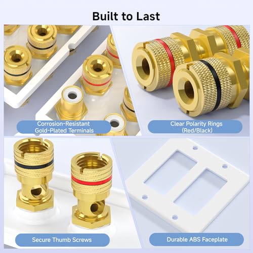 image for Cable Matters Double Gang 7.2 Speaker Wall Plate, Home Theater Wall Pl