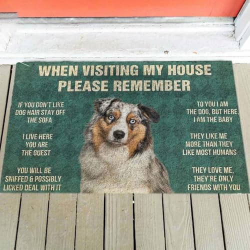���փ}�b�g �I�[�X�g�����A���V�F�p�[�h�̃��[�� 50×80cm doormat Australian Shepherd's Rules