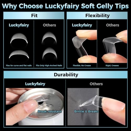 Image of Luckyfairy Square Nail Tips, 360pcs Clear Medium Square Press On Nails