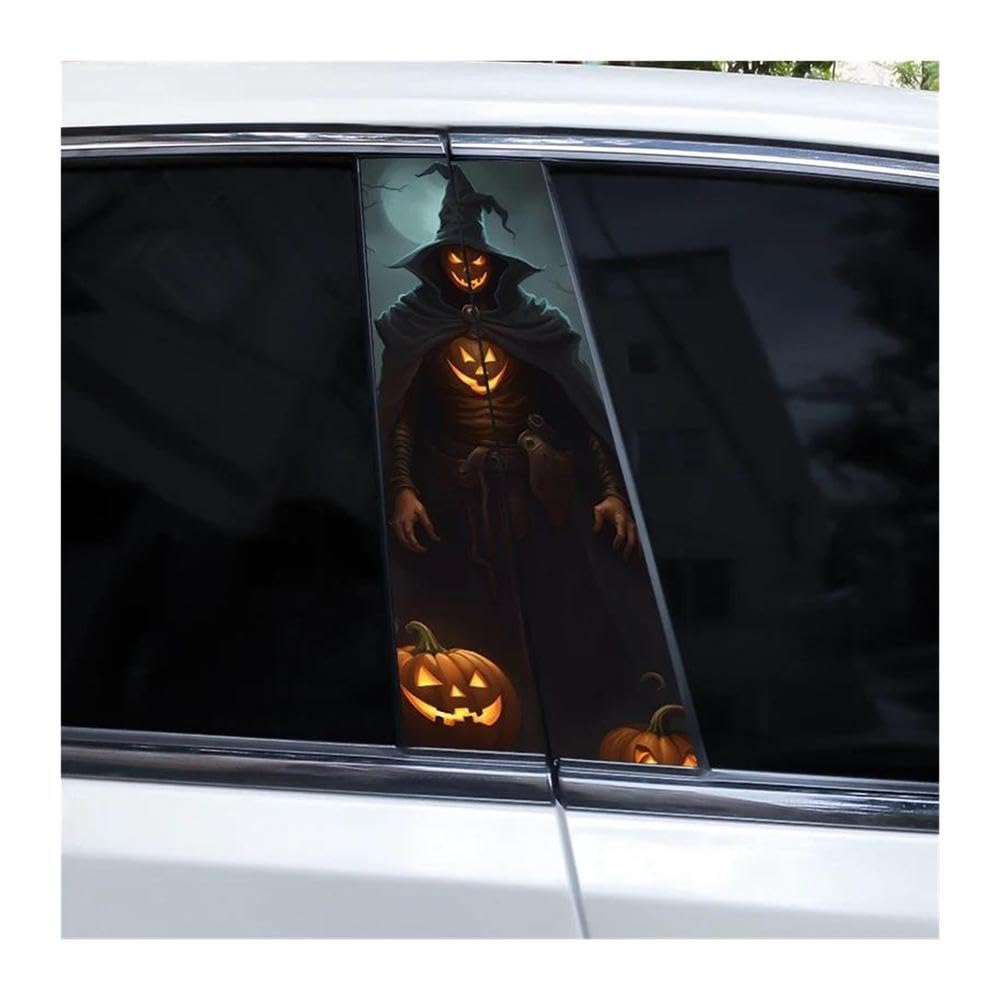 Decorative Items 2pcs Halloween Horror Pumpkin Stickers Car B-Pillar Stickers DIY Car Door Pillar Decoration Sticker(D)