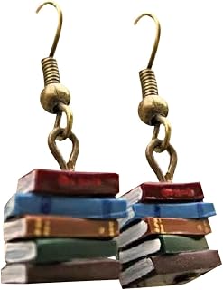 Classic Stack of Books Drop Dangle Earrings Stack of Books for Women Girls Classic Librarian Teacher Student Graduation Back to School Jewelry