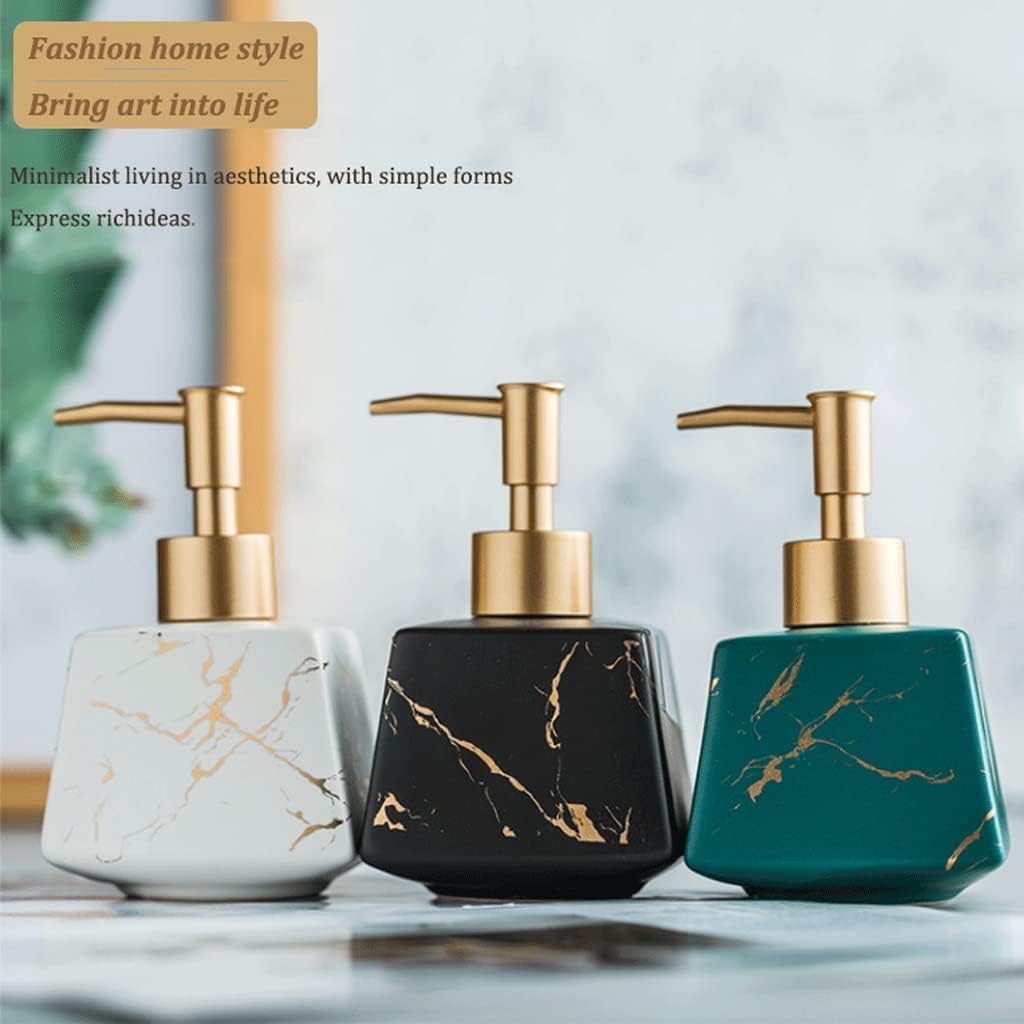 Large Capacity 8.8oz/260ml Soap Dispenser Ceramic Hand Lotion Dispenser with Stainless Steel Pump Bathroom Countertop Refillable Lotion Bottle Lotion Bottle (B)