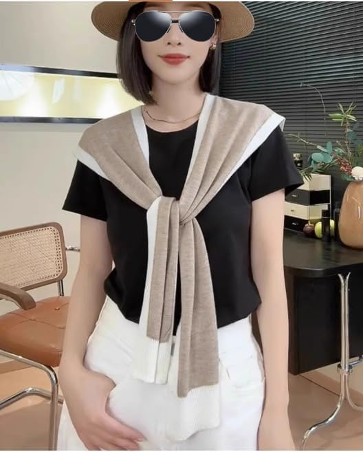 Sweater Shawl Wraps for Women Fashion Knitted Shoulder Shawls Ponchos Travel Casual Sweaters Scarf Cape Wraps - Image 2