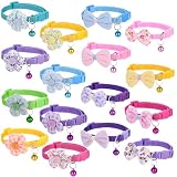 16 PCS Cute Cat Collars Breakaway with Bell for Boy Cats and Girl Cats Gifts (#5-Multicolor Plaid)
