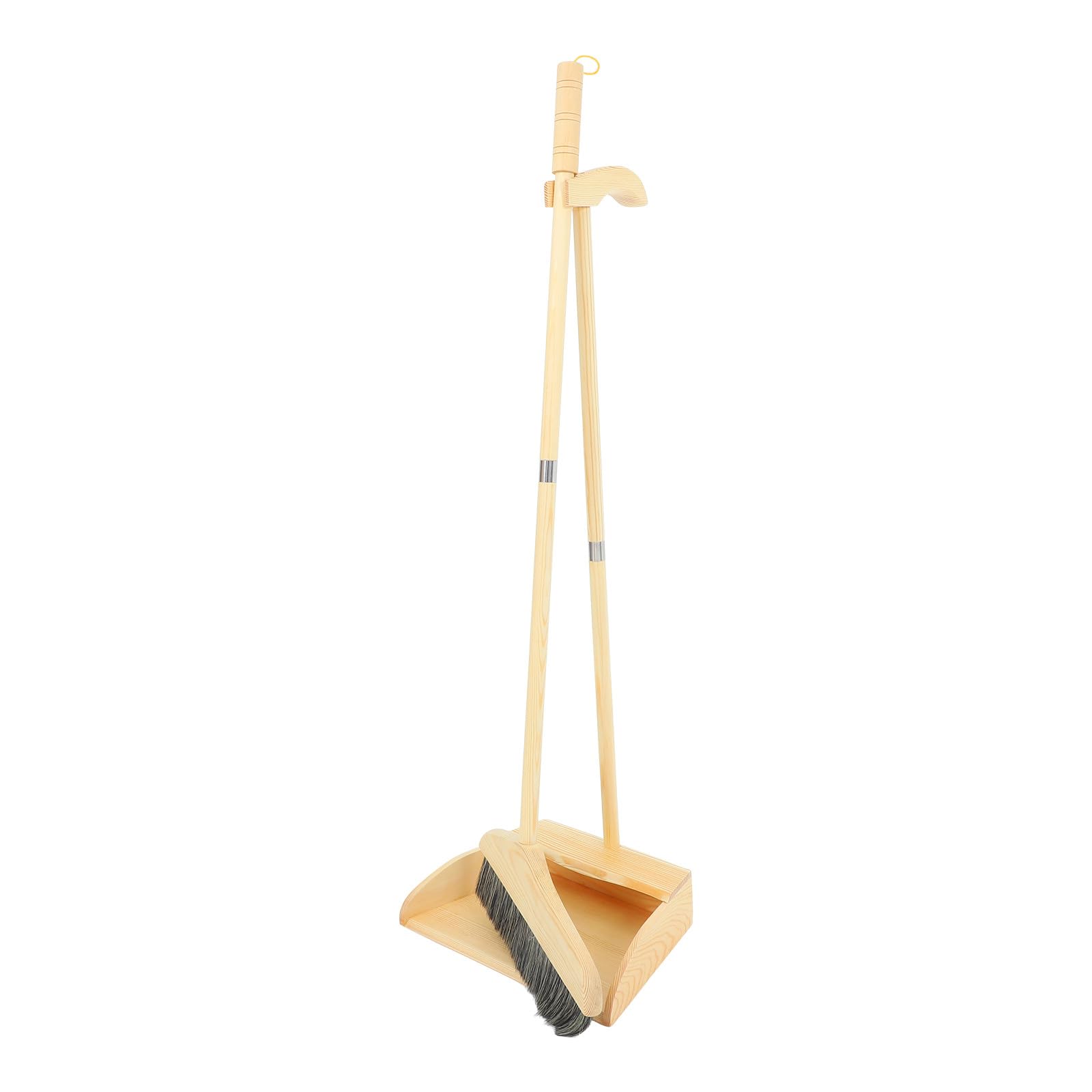 Uonlytech Weiches Borsten Besen und Kehrschaufelset mit Langem Holzstiel Ergonomischer Griff Leicht und Bequem für Haushalt und Flur Einfache Aufbewahrung