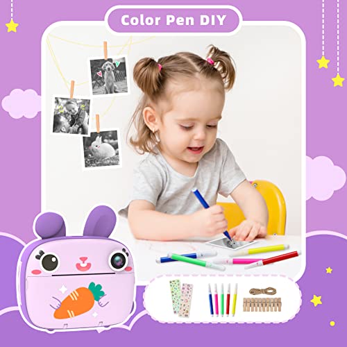 Camclid Instant Camera For Kids, 1080P Kids Camera Instant Print With No Ink Print Paper & 32G Sd Card,Selfie Digital Camera & Video Camera With 2.4” Screen,Ideal Toy Gift For Girls Boys 3-12 (Purple) #TOP4