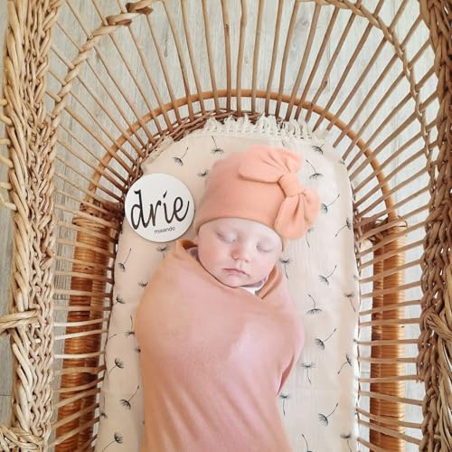 Image of AQOKKA Newborn Receiving Blanket with Bow Hat Mittens Wooden Card Set Newborns Toddler Baby Boy Girl Nursery Swaddle Wrap