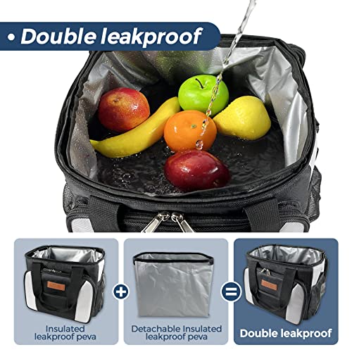 Yuzerfortalbe Cooler Bag 40 Cans Plus，Lunch Bags Insulated Soft Coolers Insulated, Double Leakproof Soft Sided Collapsible Beach Cooler For Picnic,Camping, Grocery,Travel,（25L）-Black #TOP1