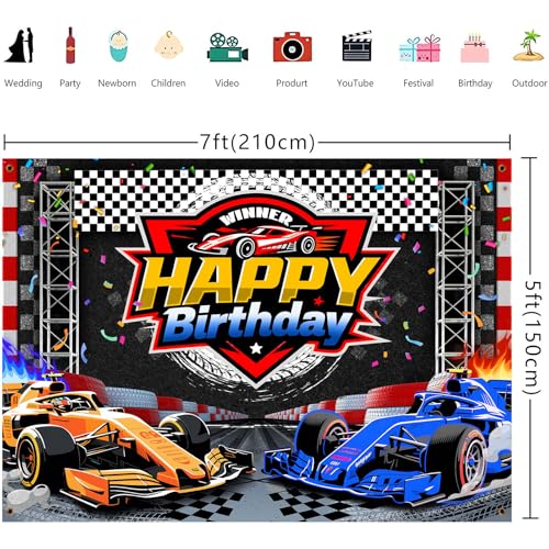 Fondo de cumpleaños coche de carreras 7x5 pies miniatura 3