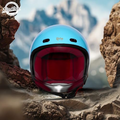 Image of Steelbird SBH-67 Retro 5.0 DOT and ISI Certified Open Face Helmet for Men and Women