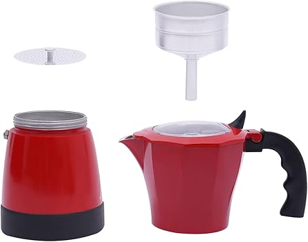 WSIKGHU Cafetera eléctrica de 300 ml, con base para 6 tazas de espresso de 480 W, base de aleación de aluminio, 360°, rotativo para la oficina y el hogar (rojo)6