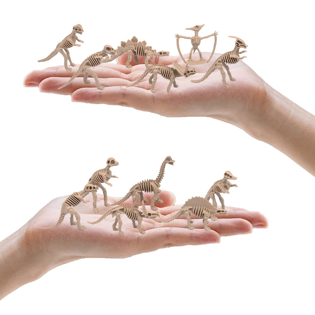 12er-Set Dinosaurier-Skelett-Modelle – Mini-Plastikfiguren, Beige, Pädagogisch & Dekorativ Für Kinderzimmer