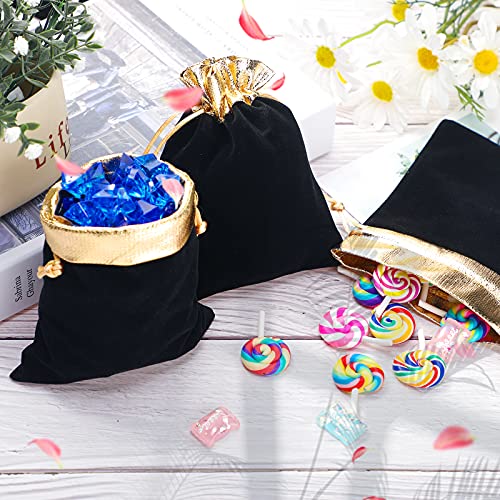 30 Pieces Velvet Bags With Drawstrings Jewelry Pouches Drawstring Bags Jewelry Bags Velvet Present Bag Party Favor Storage Bag Makeup Pouch For Jewelry Birthday Wedding Candy, 6 X 5 Inch (Black) #TOP4