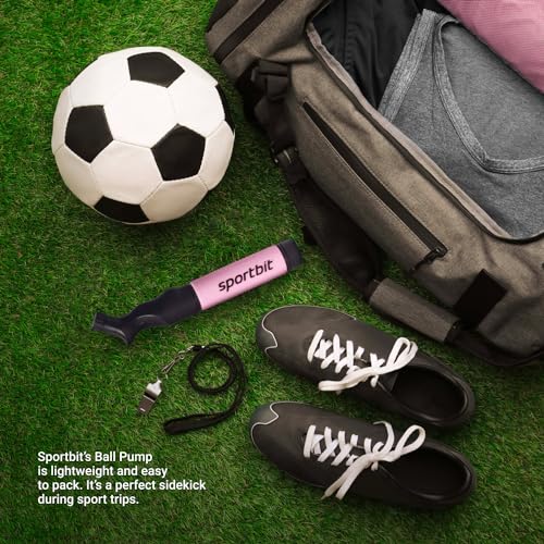 Image of SPORTBIT Ball Pump for Sports Balls - Push & Pull Inflating System - Hand Pump for All Exercise Balls - Volleyball Pump, Basketball Inflator, Football & Soccer Ball Air Pump - Goes with 5 Needles Set