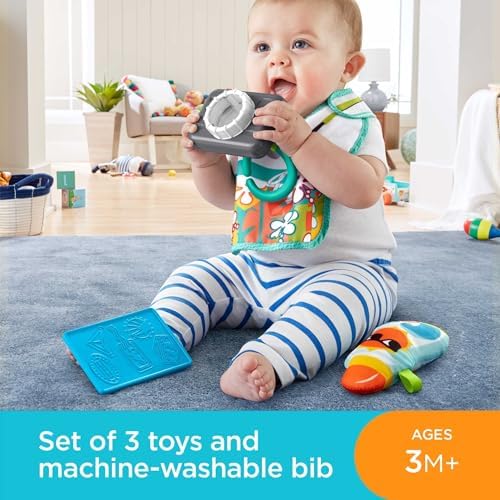 Fisher-Price Tiny Tourist Gift Set, 4 Travel-Themed Baby Toys for Take-Along Play - 1