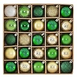 DecorbyHannah St Patricks Day Decorations Shamrock Irish Tree Ornaments Set, 25ct 1.18inches Mini Green Gold St. Patrick's Day Shatterproof Luck Clover Small Hanging Ornament for Christmas Day Party