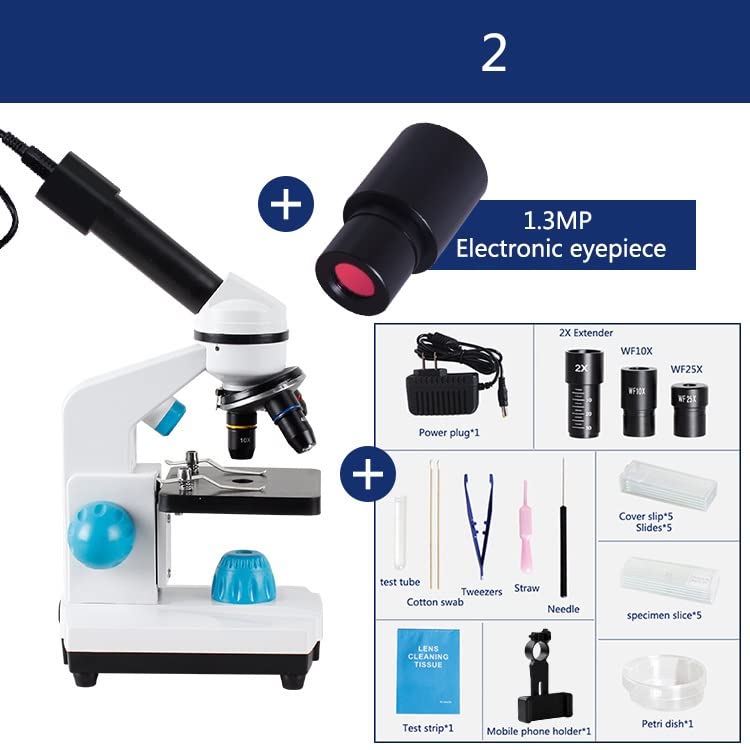 Microscope Zoom 2000x Biological H_D Microscope +13PCS Accessories+ Electronic Eyepiece monocular fit for Student Laboratory Lab Education LED USB(2)