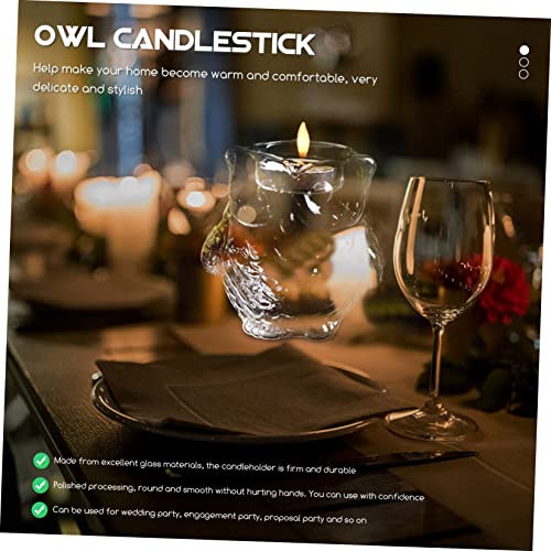 Dechous Owl Candle Holder Glass Candle Holder Taper Candle Table Decor Room Decorative Candlestick Farmhouse Candle Holder Owl Gifts For Women Decorative Candle Holder Candle Base Glass #TOP7
