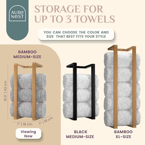 Aura Nest ANP002 Wall Towel Rack For Rolled Towels, Bamboo Wooden Towel Racks thumb #3