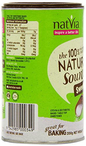 Natvia 100 Percent Natural Sweetener Canister 200 g (Pack of 4)