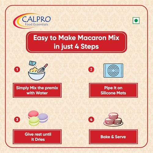 Image of Calpro Egg-Free Macaron Mix - 450G French Macarons, Made with Whey Protein Milk Solid & California Almond Powder, Taste Of Almonds! 100% Vegetarian! Chewy-And-Crusty !Quick and Easy bake