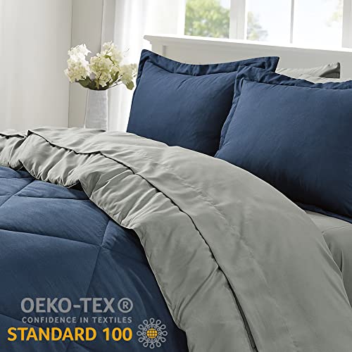 Juego de edredón Queen reversible azul marino para renovar tu habitación 3