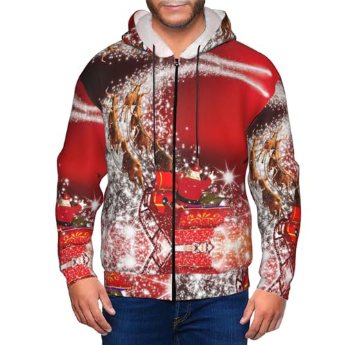 Sweat à capuche de Noël EdWal homme zippé imprimé magique