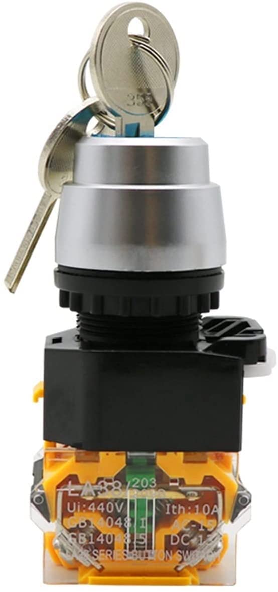 Interruptor de botón pulsador LA38 selector de perilla giratoria con llave de enclavamiento 22mm