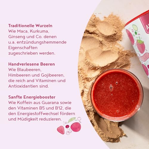 Rote Kraft 2.0 | Energy Elixier 600g | Stoffwechsel & Energie Red Smoothie Pulver | Wurzeln & Beeren: Maca, Kurkuma, Guarana, Rote Beete, Yerba Mate, Acai, Goji Beeren | Vegan Drink Mix | Alpha foods