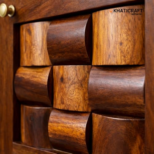 Image of Solid Sheesham Wood Niwar Bedside Table with Drawer and Door Storage for Bedroom Furniture | Wooden Nightstand Side Table for Living Room Home and Hotels | Honey Finish