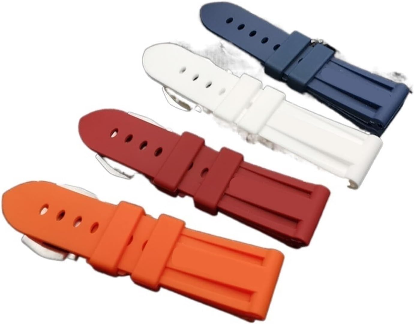 MJMT06 Silicone Rubber Watchband 22mm 24mm 26mm Black Blue Red Orange White Watch Band Compatible with Panerai Strap Waterproof Tang