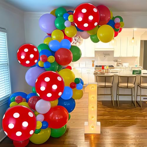 Red Yellow Blue Balloons, Red Blue Green Party Balloons Red Polka Dot Balloons Carnival Circus Balloons Yellow Green Latex Balloons For Kids Adults Birthday Carnival Theme Party Wedding Baby Shower by Paready - Used condition - Image 7