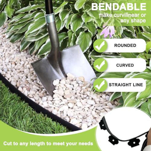 Hugeleaf Landscape Edging 2 Inches Tall, 50 Feet Garden Edging Border with 60pcs Spikes, Flexible Plastic Lawn Edge for Landscaping Flower Beds Yard Pathway - Thumbnail 4