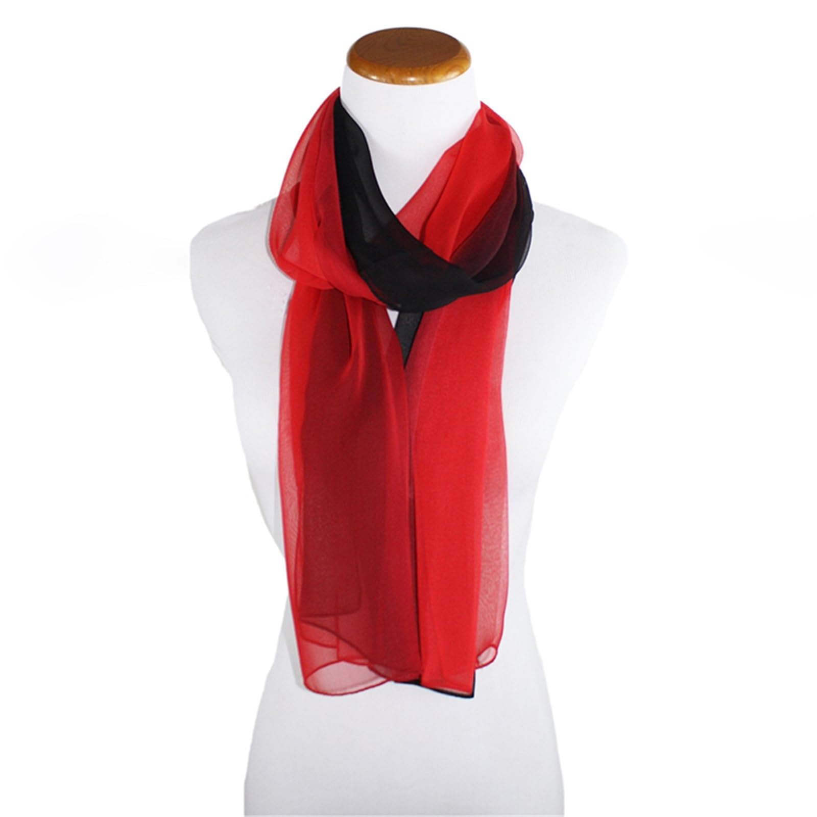 2 uds., 50x160 cm, bufanda de color degradado for mujer, chal largo de gasa de malla for mujer, bufanda elegante de tul fino for otoño y primavera Para Mujer