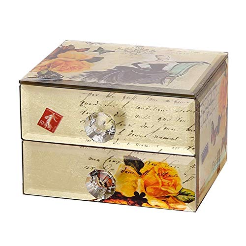 Preisvergleich Produktbild GFF Schmuckschatulle aufbewahrungsbox Organizer Armband Ring koreanische Version europäischen Stil Retro Doppelschicht schublade Haushalt (Farbe: Mehrfarbig, größe: 13x10,5x9 cm)