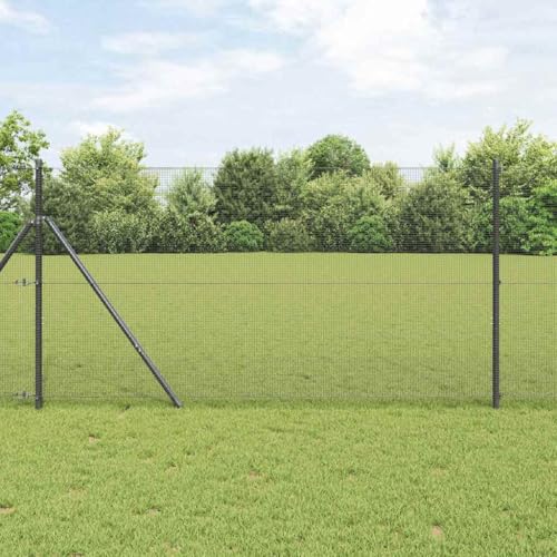 Modernes Stahl-Zaunsystem Grau 1.4 x 50 m Drahtzaun Gartenzaeune Sichtschutzzaun