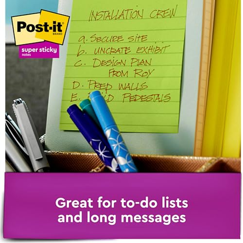 Image of Post-it Recycled Super Sticky Notes, 4 x 4-Inches, Tropic Breeze Collection, Lined, 6-Pads /Pack