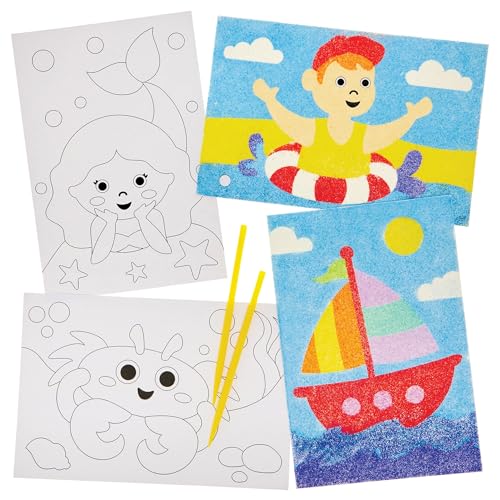 Baker Ross FN417 Summer Sand Art Pictures - Pack of 10 Sand Arts and Crafts for Kids