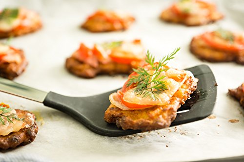 Foto von Paulis Kitchen Pfannenwender Silikon/Edelstahl hitzebeständig Pfannkuchen Bratenwender Eierkuchenwender Fischwender Küchenfreund Würstchenwender Schwarz